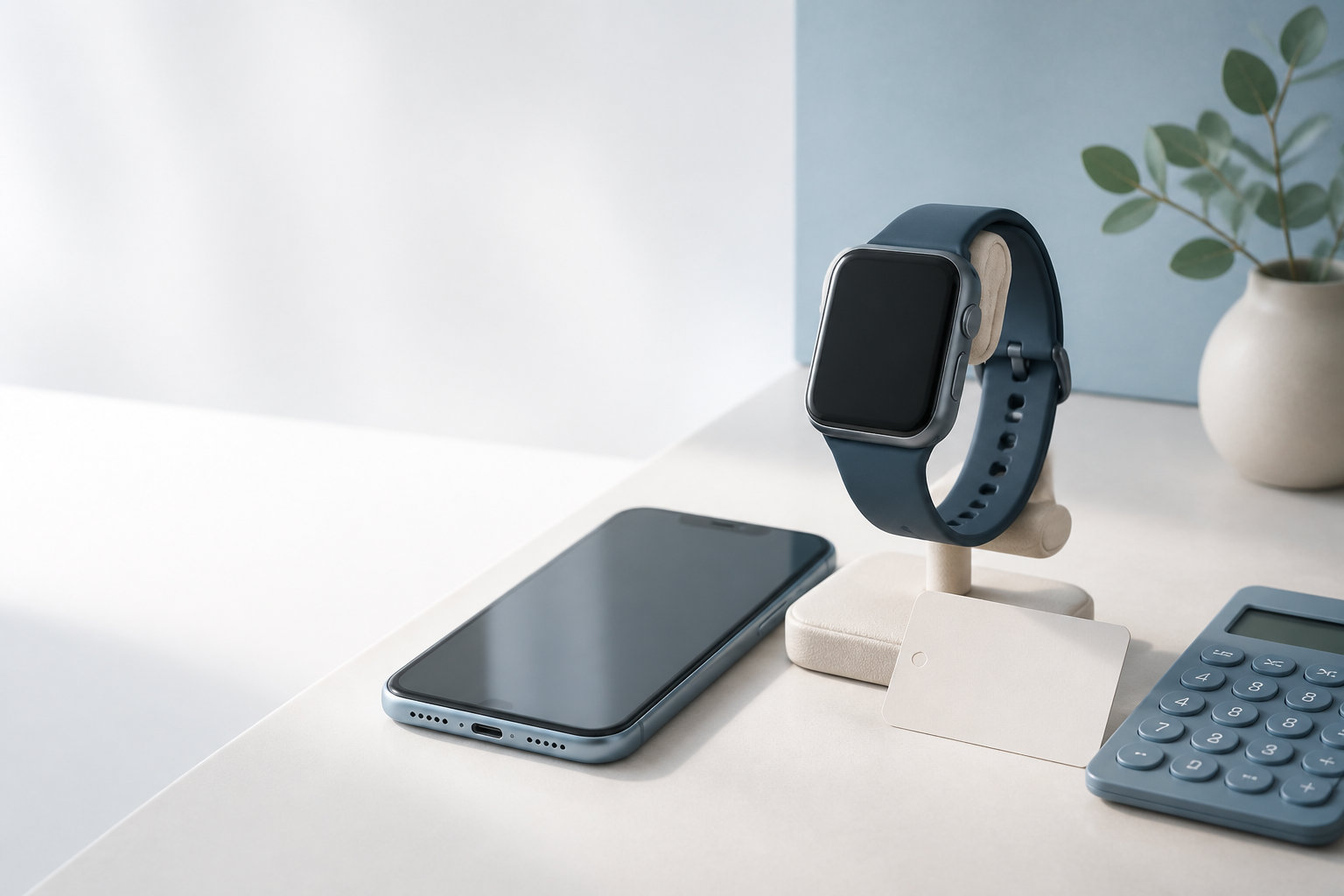 スマートウォッチとスマートフォンを並べて価格を比較するイメージ