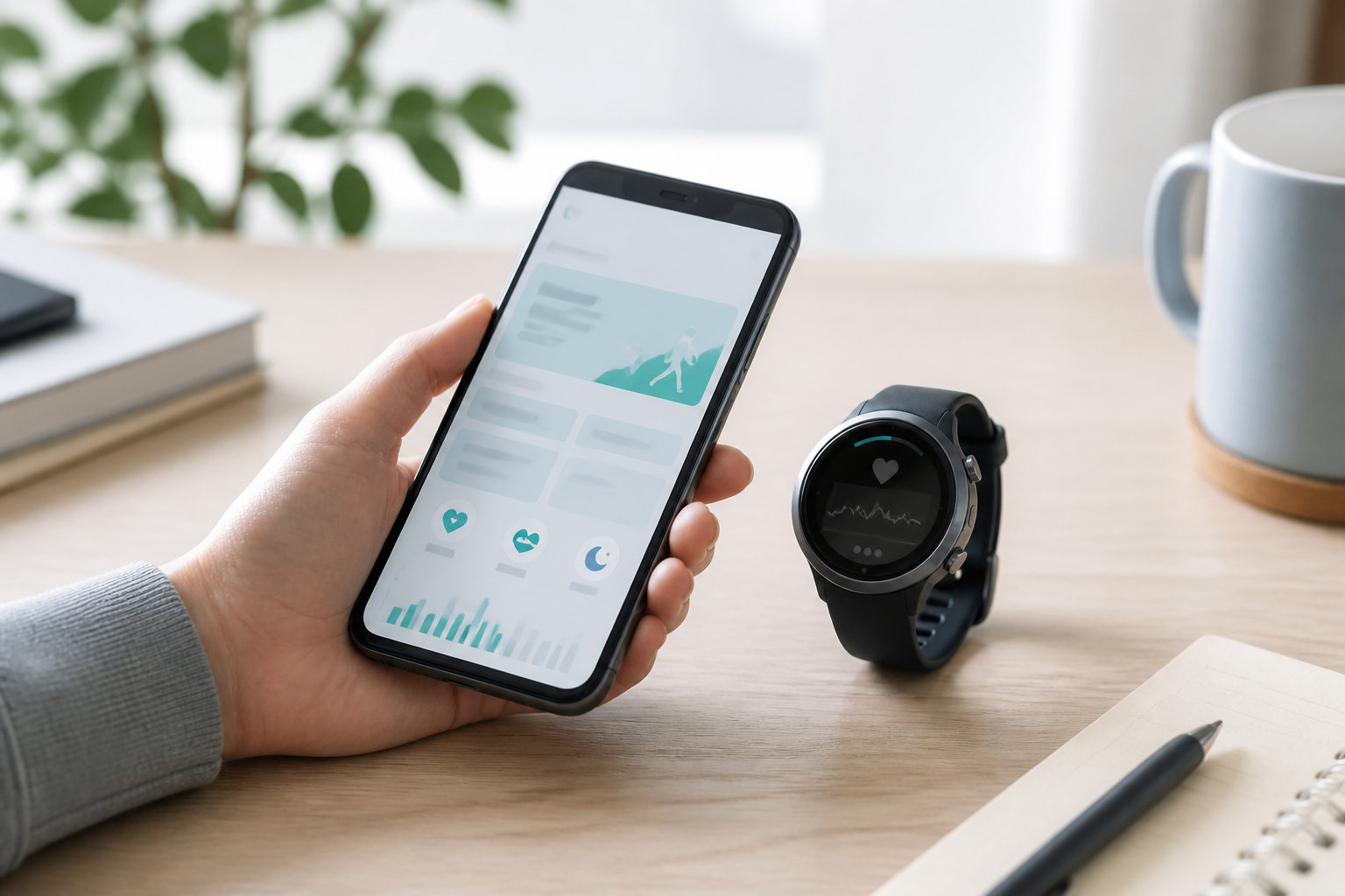 Vitalityの会員ポータルと一般的なフィットネスウォッチを確認するイメージ