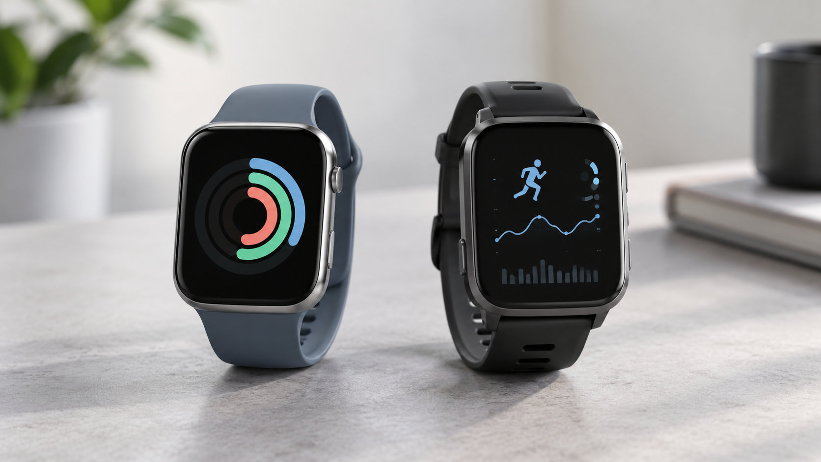 Apple WatchとGarminの違いを比較するスマートウォッチ2台のイメージ